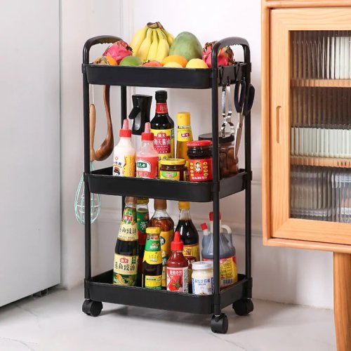 Verk 27259 Regál na kolieskach, 3 police čierna