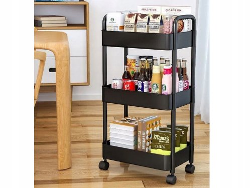 Verk 27259 Regál na kolieskach, 3 police čierna