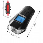 Trizand 23680 Voděodolné LED světlo na kolo USB, tachometr, el.zvonek 150db