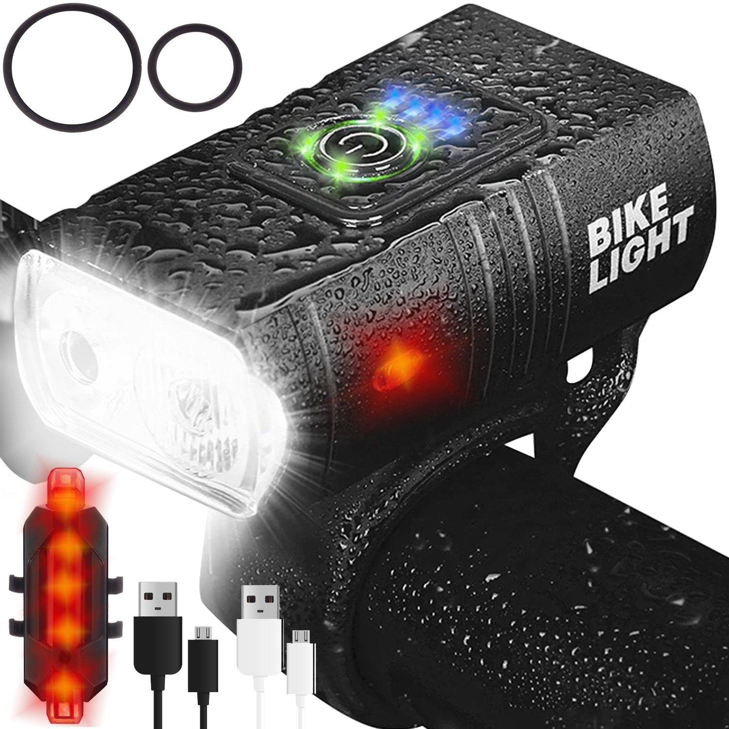 Trizand 23677 Sada LED osvetlenie na bicykel, 4T6, USB, AKU 2 ks