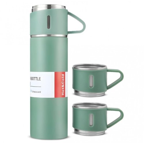 AFF 4159 Termoska 500 ml + hrneček 3 ks v dárkové krabičce, zelená