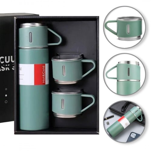 AFF 4159 Termoska 500 ml + hrneček 3 ks v dárkové krabičce, zelená
