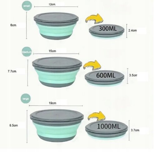 Pronett XJ5239 Skladacia miska s vekom 3 ks zelená