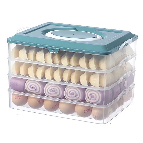 Pronett XJ5218 Sada plastových stohovatelných dóz 4 ks modré víko