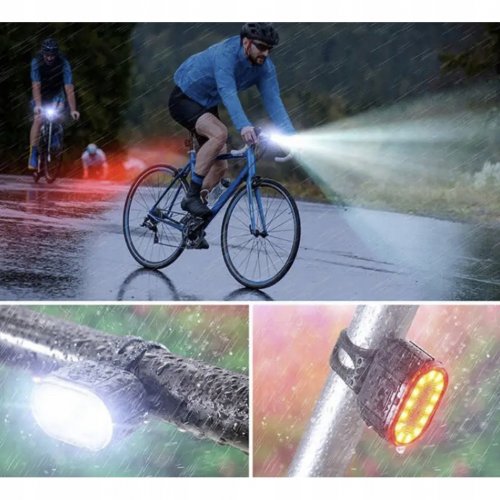 Trizand 24003 Sada LED osvetlenie na bicykel, USB, IPX4, 2 ks