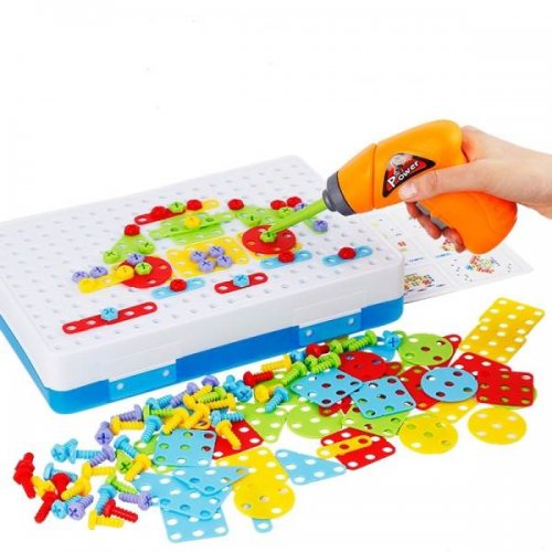 KIK KX7838 Mozaika dětské puzzle plastové bloky + šroubovák