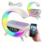 Pronett XJ5092 Multifunkčný Bluetooth reproduktor s LED lampou a bezdrôtovou nabíjačkou biela