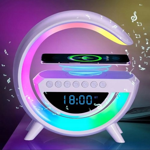 Pronett XJ5092 Multifunkčný Bluetooth reproduktor s LED lampou a bezdrôtovou nabíjačkou biela