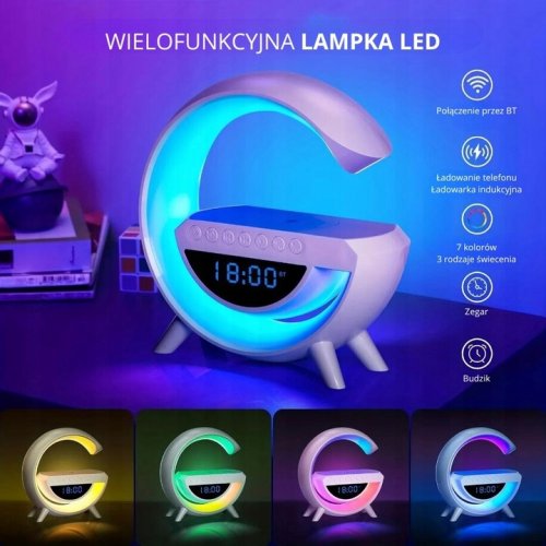 Pronett XJ5092 Multifunkčný Bluetooth reproduktor s LED lampou a bezdrôtovou nabíjačkou biela