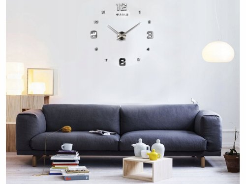 Verk 27062 Dizajnové 3D nalepovacie hodiny 130 cm strieborné