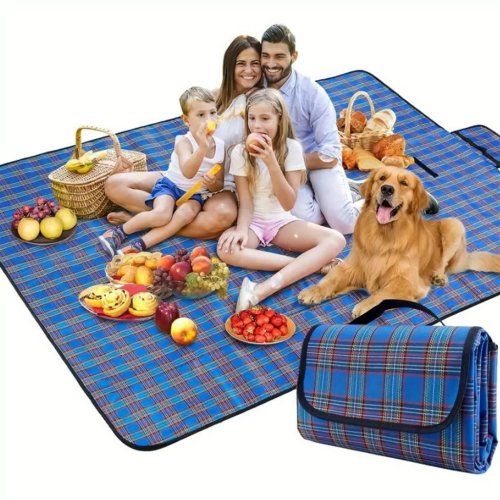 Pronett XJ5437 Pikniková deka 150 x 200 cm károvaná zelená