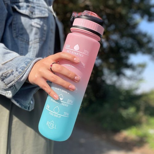 Trizand 24497 Motivačná fľaša na vodu 1000 ml, modroružová