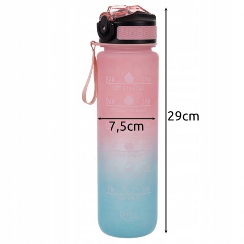 Trizand 24497 Motivačná fľaša na vodu 1000 ml, modroružová