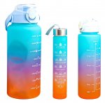 GGV Motivační lahve na vodu 3 ks, 2000 ml, 900 ml, 300 ml modrooranžovorůžová