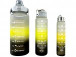 GGV Motivační lahve na vodu 3 ks, 2000 ml, 900 ml, 300 ml modrooranžovorůžová