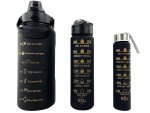 GGV Motivační lahve na vodu 3 ks, 2000 ml, 900 ml, 300 ml modrooranžovorůžová