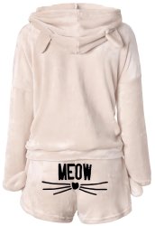 Verk 24556 Chlpaté dámske pyžamo MEOW veľ. L, béžová