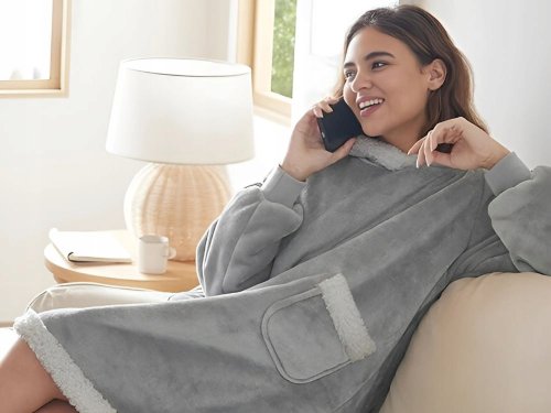 Verk 24557 Televizní mikina s kapucí dlouhá, oversize, šedá