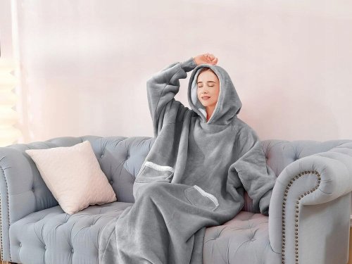 Verk 24557 Televizní mikina s kapucí dlouhá, oversize, šedá