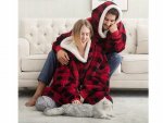 Verk 24558 Televízna mikina s kapucňou, oversize, károvaná červená