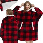 Verk 24558 Televízna mikina s kapucňou, oversize, károvaná červená