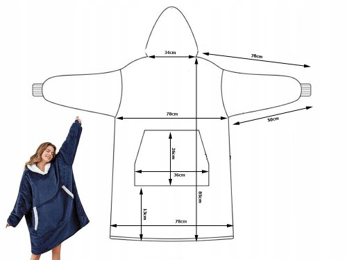 Verk 24558 Televizní mikina s kapucí, oversize, tmavě modrá