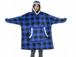 Verk 24558 Televizní mikina s kapucí, oversize, károvaná modrá