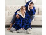 Verk 24558 Televizní mikina s kapucí, oversize, károvaná modrá