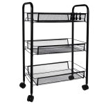 Ruhhy 24749 Regál na kolieskach, kov, 3 police, čierna