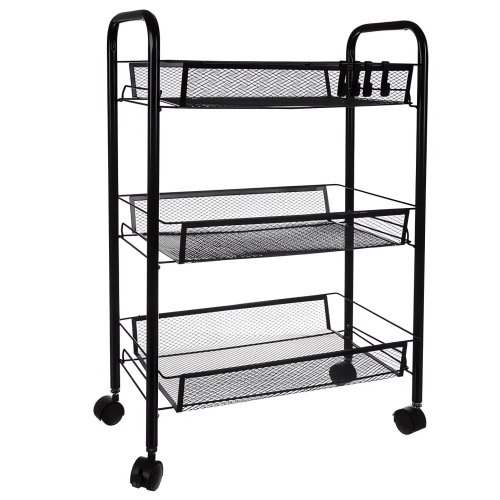 Ruhhy 24749 Regál na kolieskach, kov, 3 police, čierna