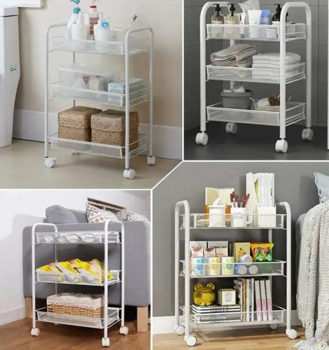 APT AG952A Regál na kolieskach 64 x 44 x 26 cm biela
