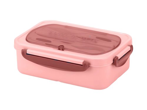 Verk 07270 Svačinový box s příborem 1000 ml, růžový