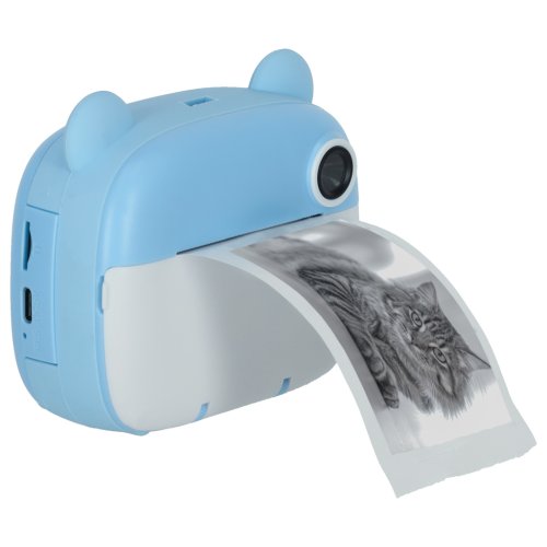 KIK KX3573 Detský inštantný fotoaparát s termotlačiarňou, 32 GB, medveď, modrá