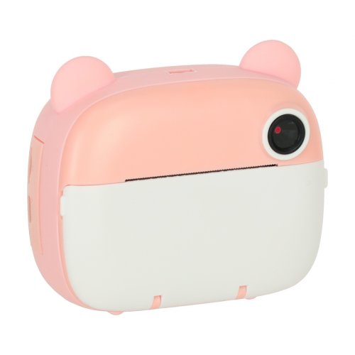 KIK KX3573_1 Dětský instatntní fotoaparát s termotiskárnou, 32 GB, medvěd, růžová