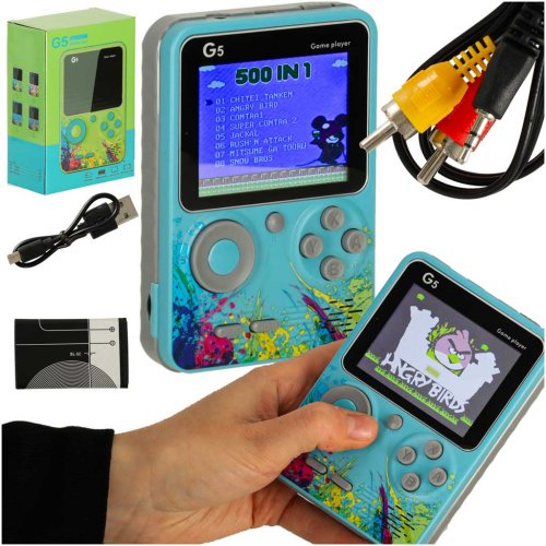 KIK KX3369 Retro herná konzola G5, 500 hier modrá