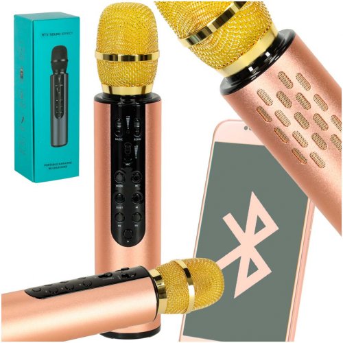 KIK KX3382 Karaoke Bluetooth mikrofón, 2000mAh zlatý