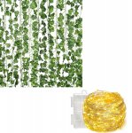 Gardlov 24538 Závesný brečtan drobnolistý s osvetlením, umelý, 50 LED, 25 m