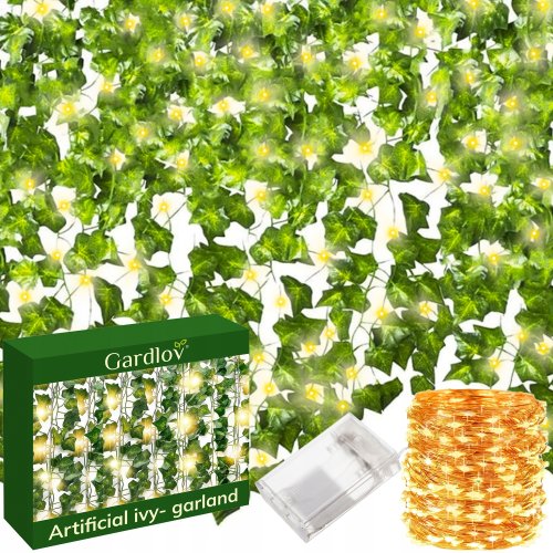 Gardlov 24538 Závěsný břečťan drobnolistý s osvětlením, umělý, 50 LED, 25 m