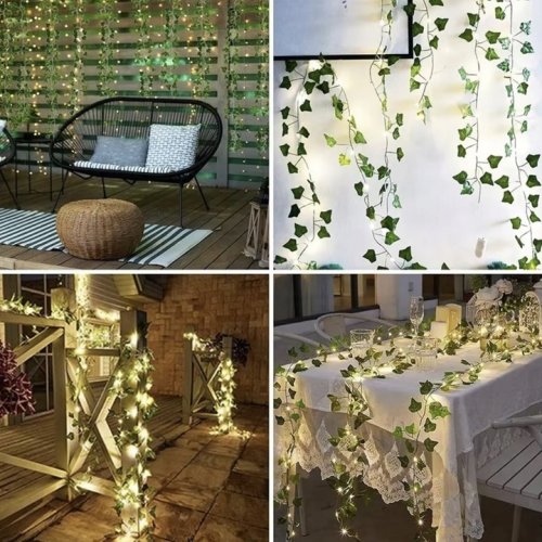 Gardlov 24538 Závesný brečtan drobnolistý s osvetlením, umelý, 50 LED, 25 m