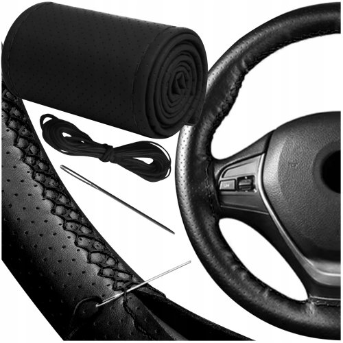 Xtrobb 25304 Protišmykový kožený poťah na volant 37-39 cm, čierna