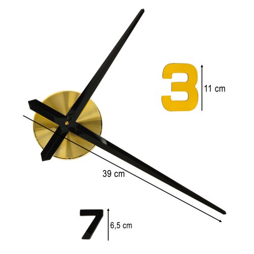 KIK KX3518 Dizajnové nalepovacie hodiny 12 číslic, 100-120 cm, čiernozlaté