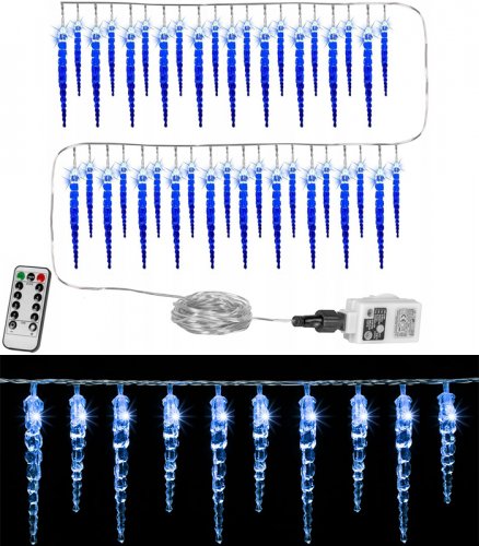 Gordon G367 Vianočné dekoratívne osvetlenie cencúle, 40 LED, modrá + ovládač