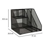 KIK KX3646 Drátěný organizér na katalogy a časopisy, 6 komor, černý