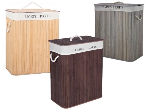 Verk 27278 Dvojitý koš na prádlo bambus, šedý