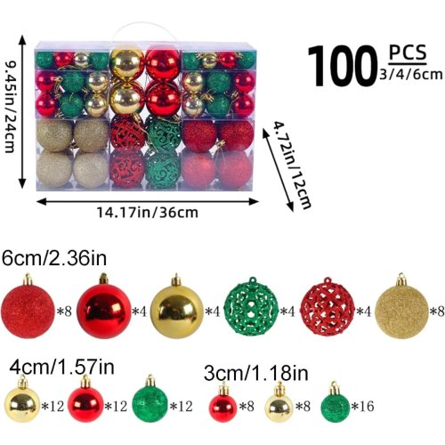 Foxter 3037 Sada vánočních baněk XXL 100 ks, barevné