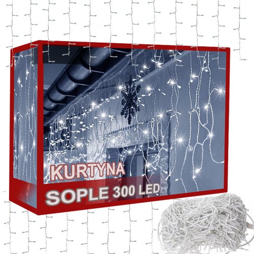 Verk 26212 Vianočný svetelný záves 300 LED, 10m, studená biela