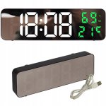 Verk 27369 Multifunkčné zrkadlové hodiny s budíkom a teplomerom zelené