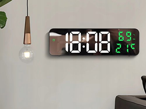 Verk 27369 Multifunkčné zrkadlové hodiny s budíkom a teplomerom zelené