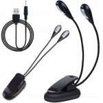 Verk 27414 Dvojitá LED lampa s klipem, 4 LED, černá