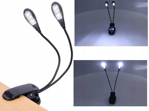 Verk 27414 Dvojitá LED lampa s klipem, 4 LED, černá